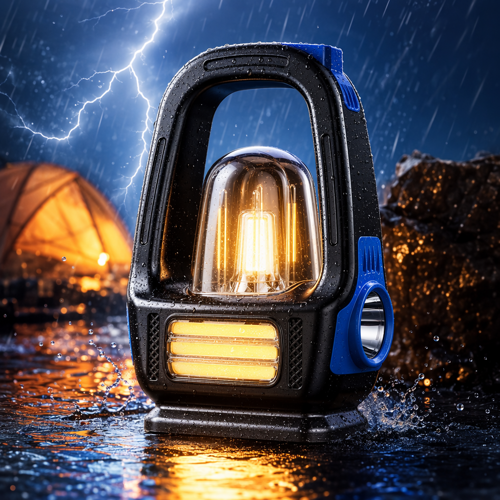 Black portable LED rechargeable outdoor camping lighting lamp Specification image