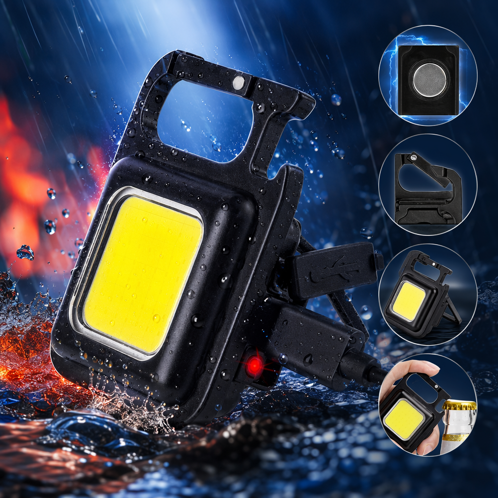 مصابيح مصباح يدوي أسود يعمل COB مضاءة محمولة بالضوء مقاوم للشحن Specification image