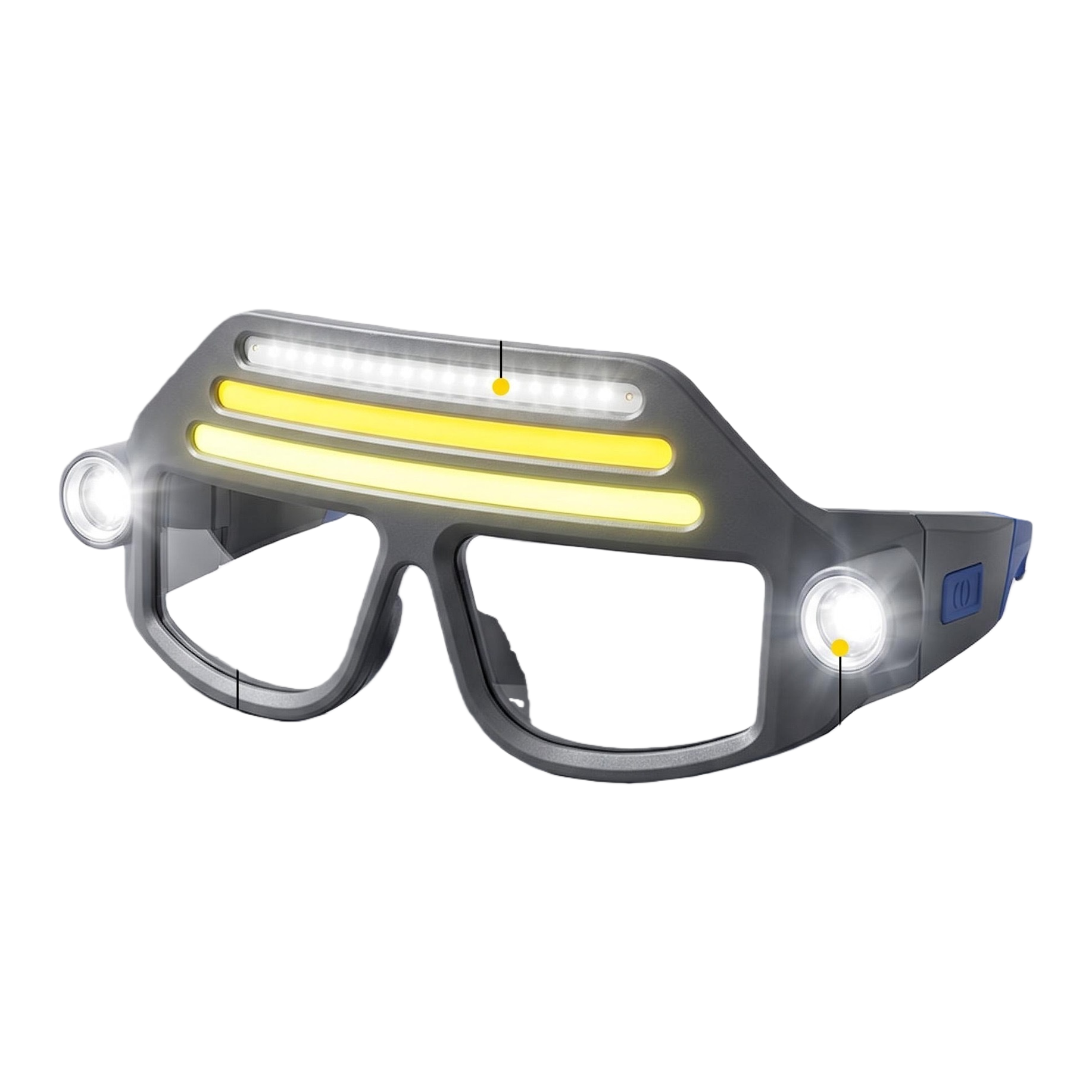 Grey head-mounted LED work light strip with transparent anti-splash lens side light supplementary lighting design Item Picture