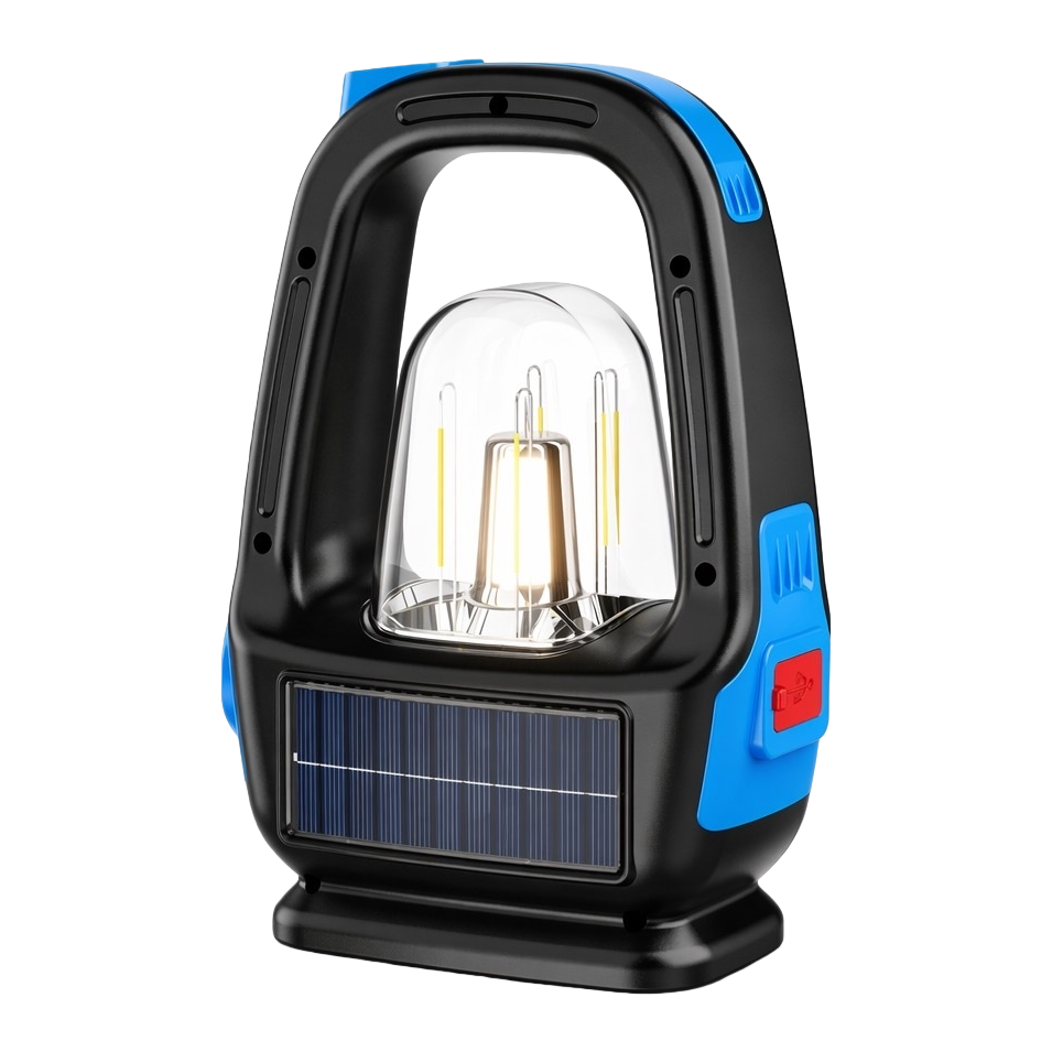 Black and blue-edge solar garden lamp, energy-saving and environmentally friendly outdoor lighting, waterproof design Item Picture