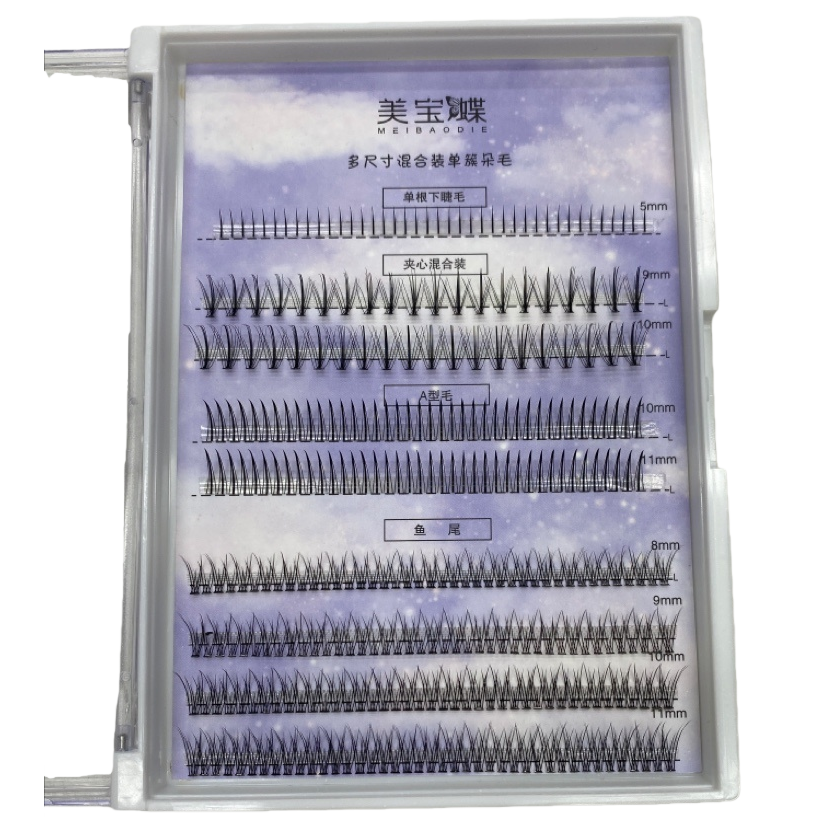 False eyelash makeup tool, silk material, curly, thick, single cluster natural daily makeup details Picture