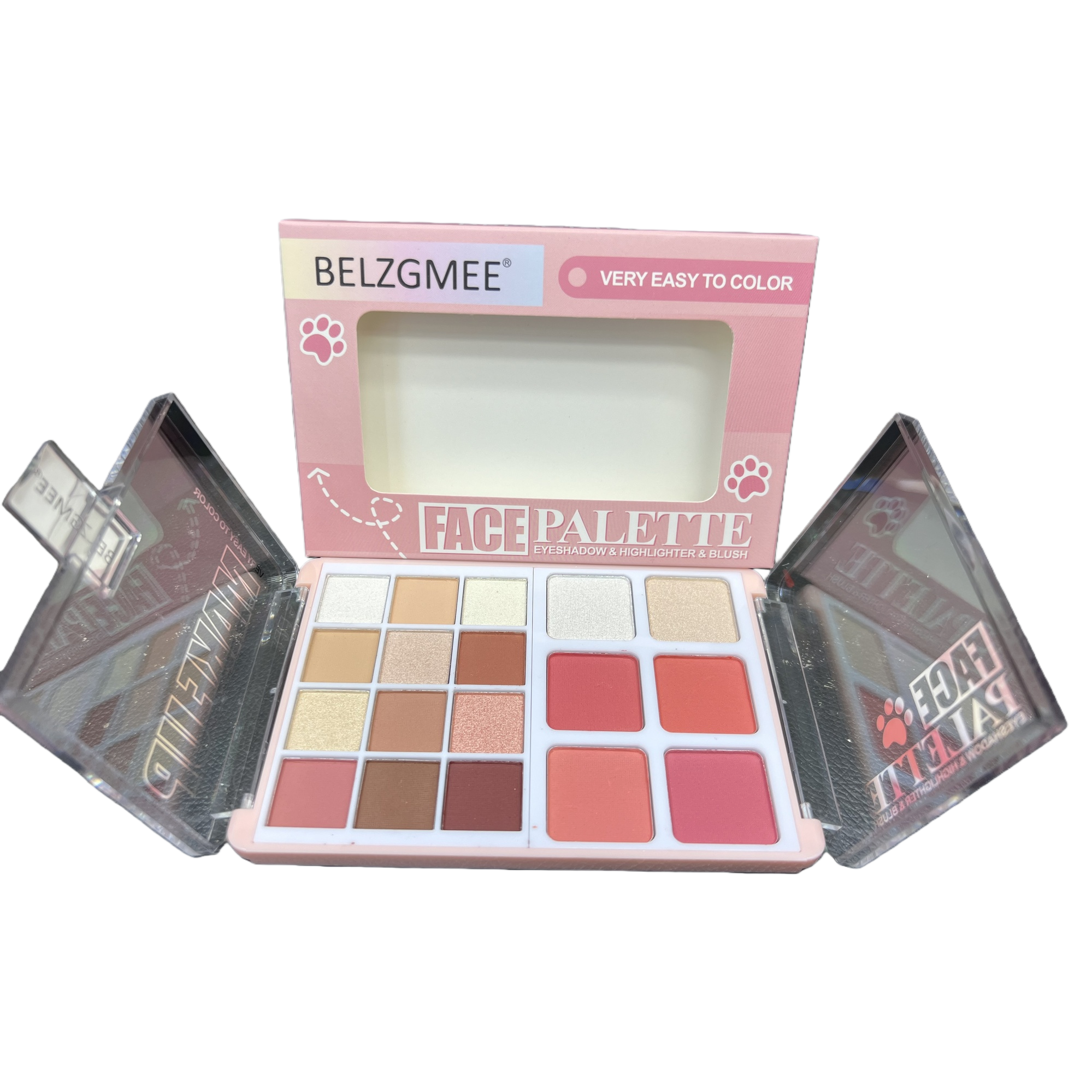 Rosa highlight blush eyeshadow 3 en 1 disco de maquillaje Item Picture