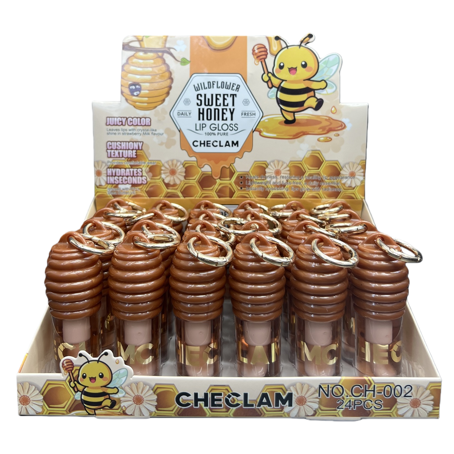 Brown spiral honeycomb-shaped lip gloss moisturizes, brightens and provides long-lasting hydration for lip makeup Item Picture