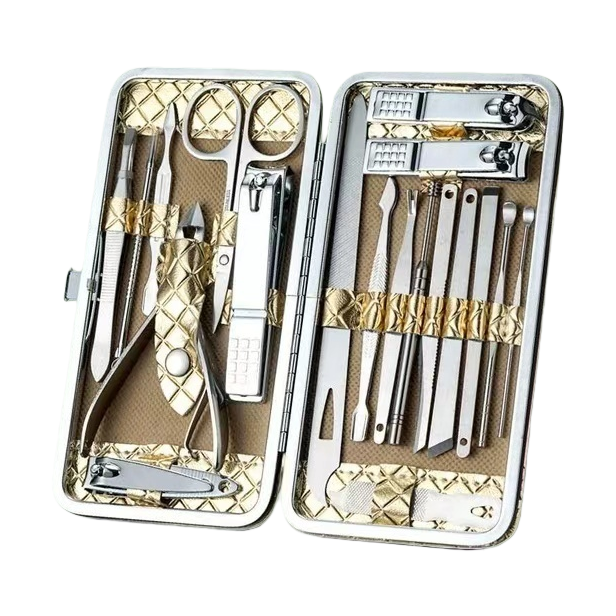مجموعة أدوات محمولة لتجميل الأظافر على مربعات ذهبية Item Picture