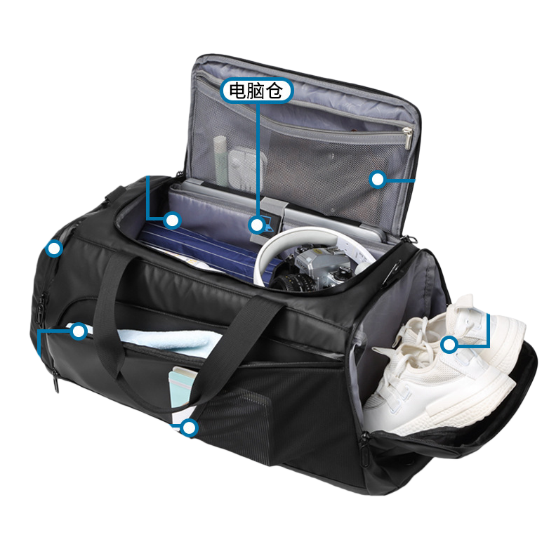 Bolsa de viaje multifunción negra de gran capacidad portátil y resistente al desgaste para negocios y ocio para hombres y mujeres universal Item Picture