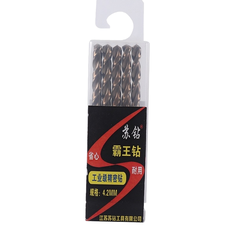 Suzuan Baowang Drill black packaging box, 4 pieces of 4.2MM metal dark brown spiral drill bits for industrial grade Item Picture