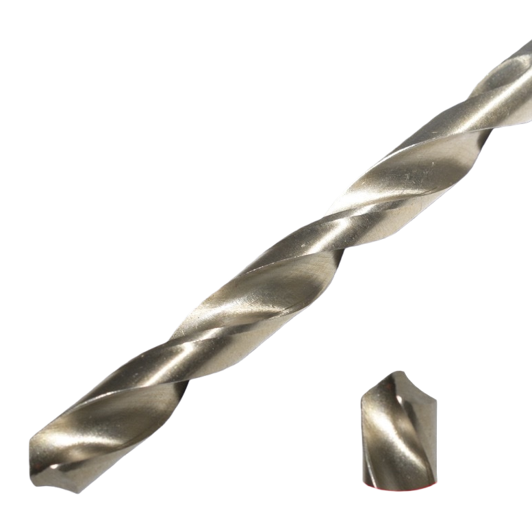 Silver drill bit metal drilling tool, made of high-speed steel with spiral blade design Item Picture