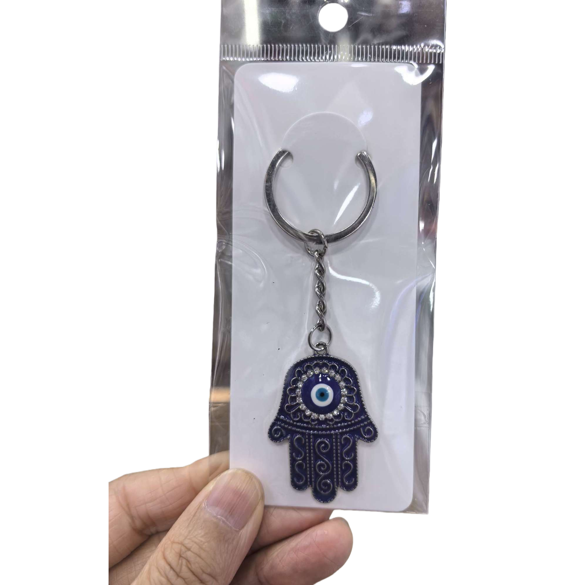 Mano de fátima azul llavero de aleación para colgante de coche para el cuerpo de paz Item Picture