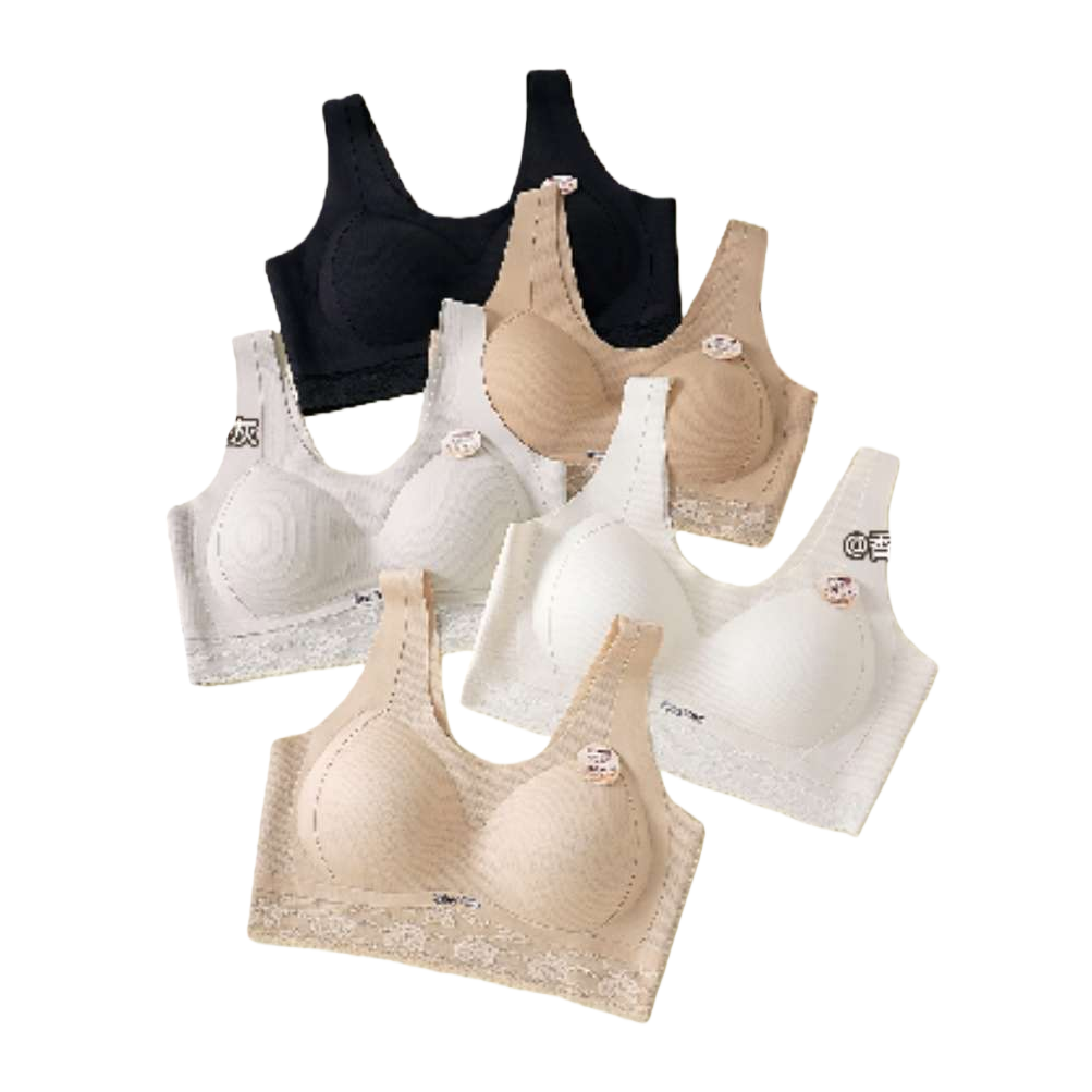 Oxygen-friendly, traceless, fully fixed cup bra, black beige, white, light pink, champagne white, lace, small flowers, green plant perfume bottle Item Picture