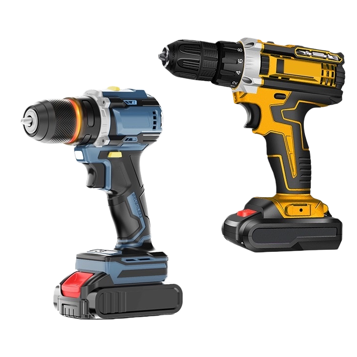 Yellow and blue brushless electric drill, household lithium battery-rechargeable hand drill Item Picture
