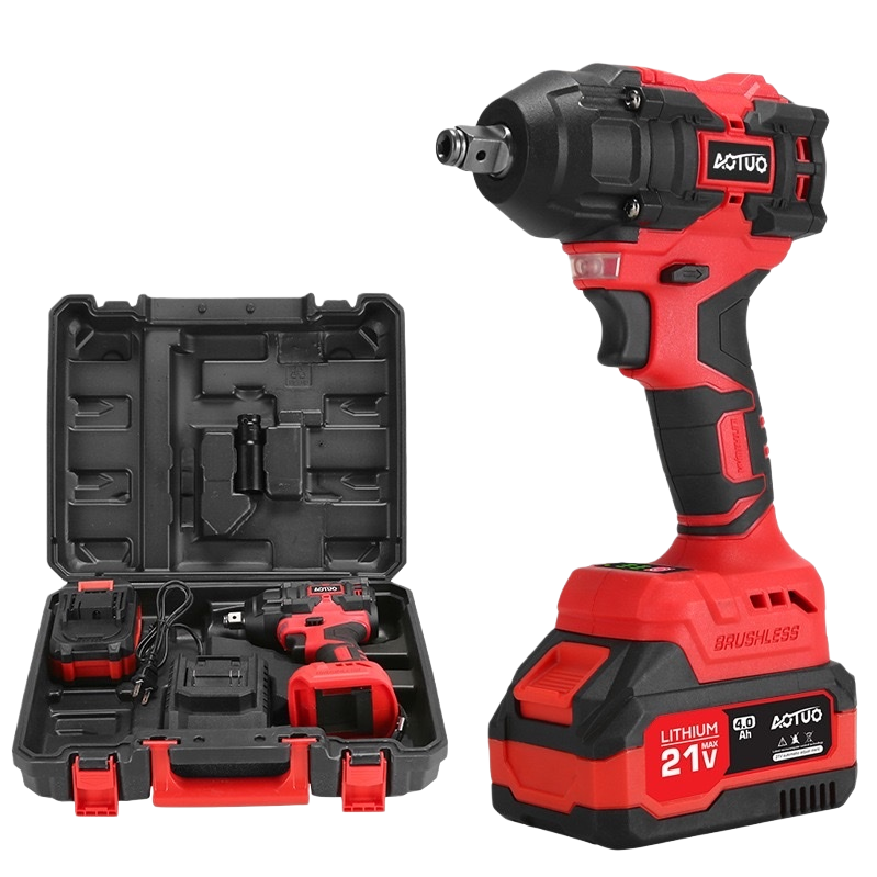 Llave de impacto eléctrica roja con caja de herramientas 18V litio par eléctrico ajustable especial para mantenimiento doméstico Item Picture