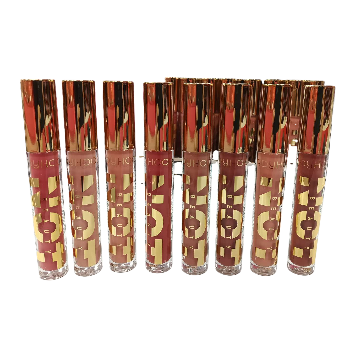 The golden bottle cap lip gloss arrangement set is long-lasting, moisturizing and does not dry out Item Picture