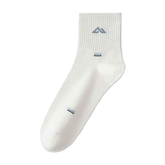 Pure cotton white mid-calf socks for both men and women, sweat-absorbing and breathable basic style Item Picture