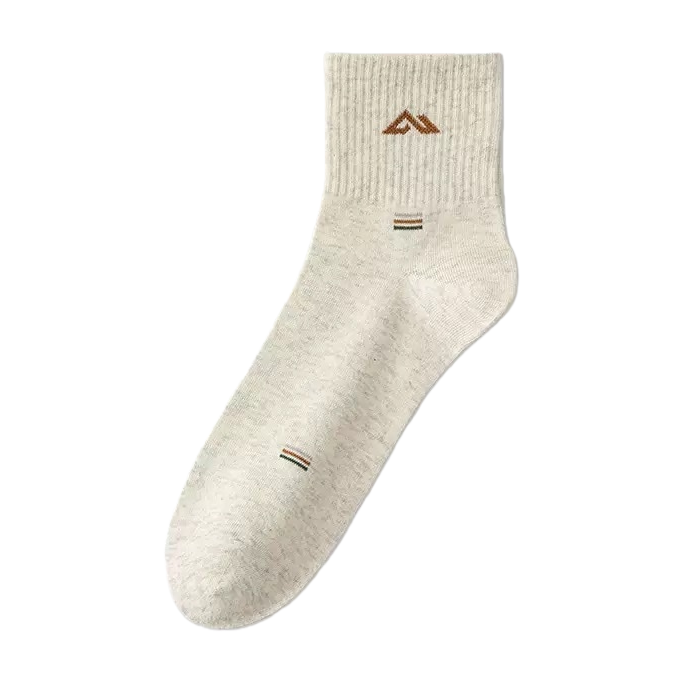 Beige pure cotton short socks for both men and women, breathable and sweat-absorbing sports and casual wear Item Picture