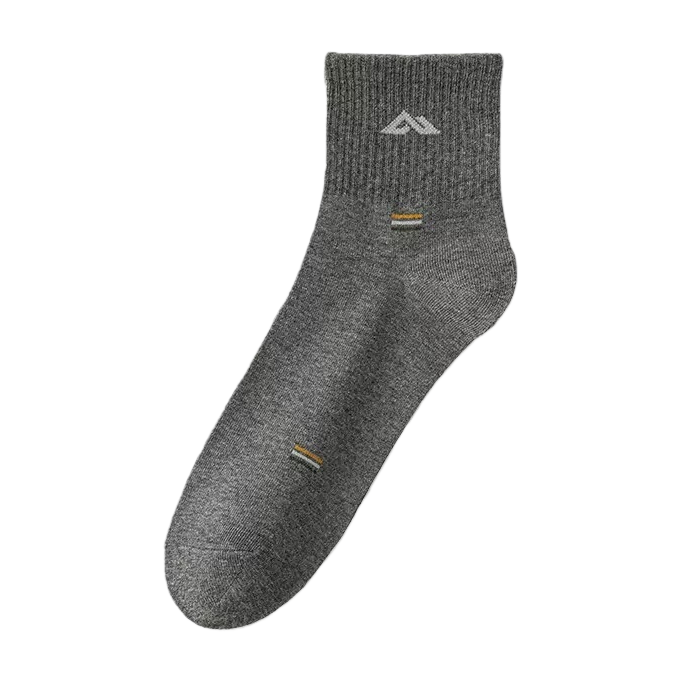 Grey medium linen grey short socks for both men and women, pure cotton sweat-absorbing and anti-slip sports socks Item Picture