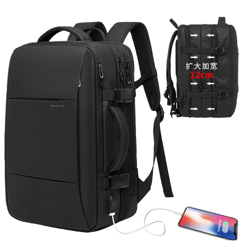 The black backpack features a high-elasticity shoulder strap that is water-resistant and lightweight for commuting and casual use Item Picture
