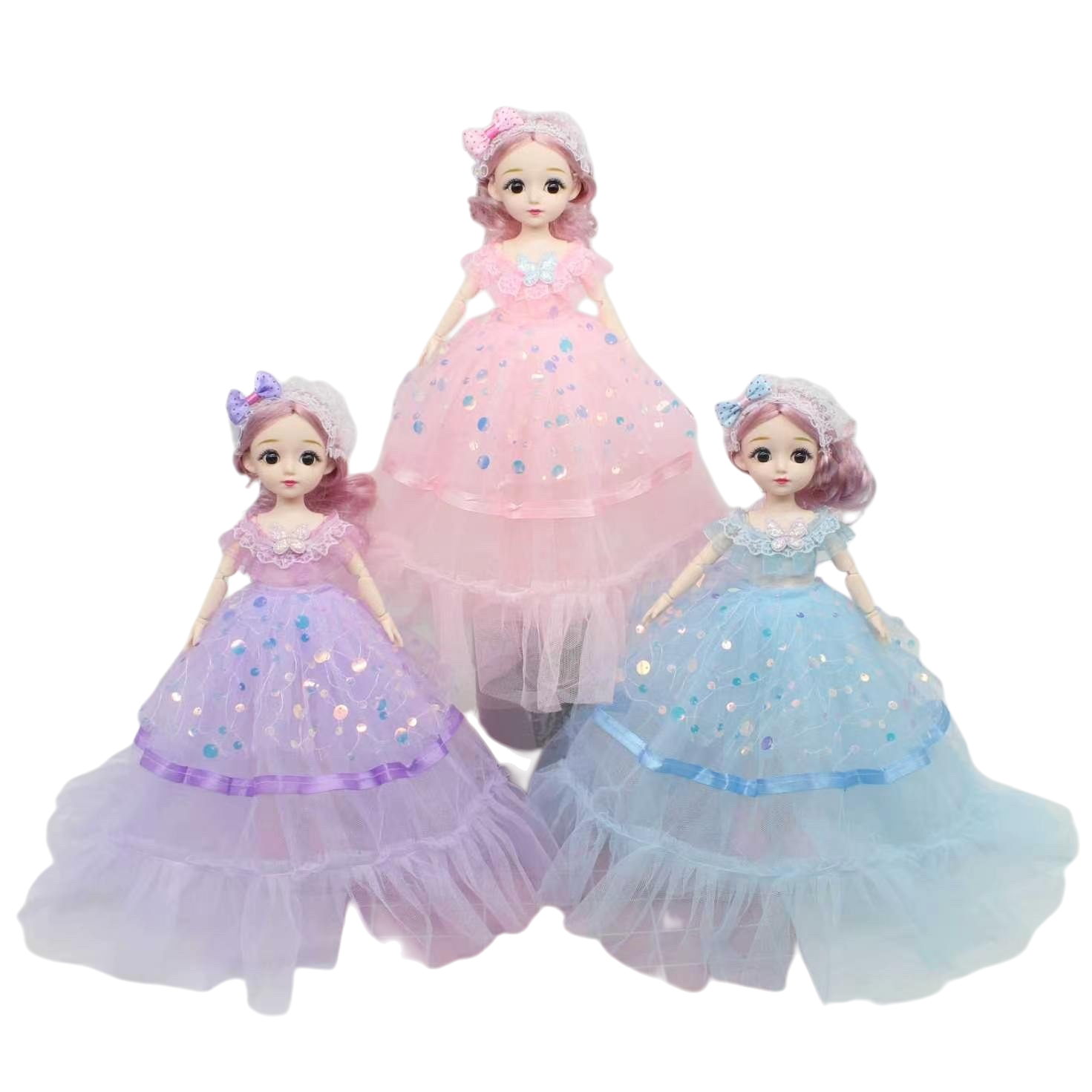 Pink, purple and blue three-color gauze dress for girls' summer puffy skirt Item Picture