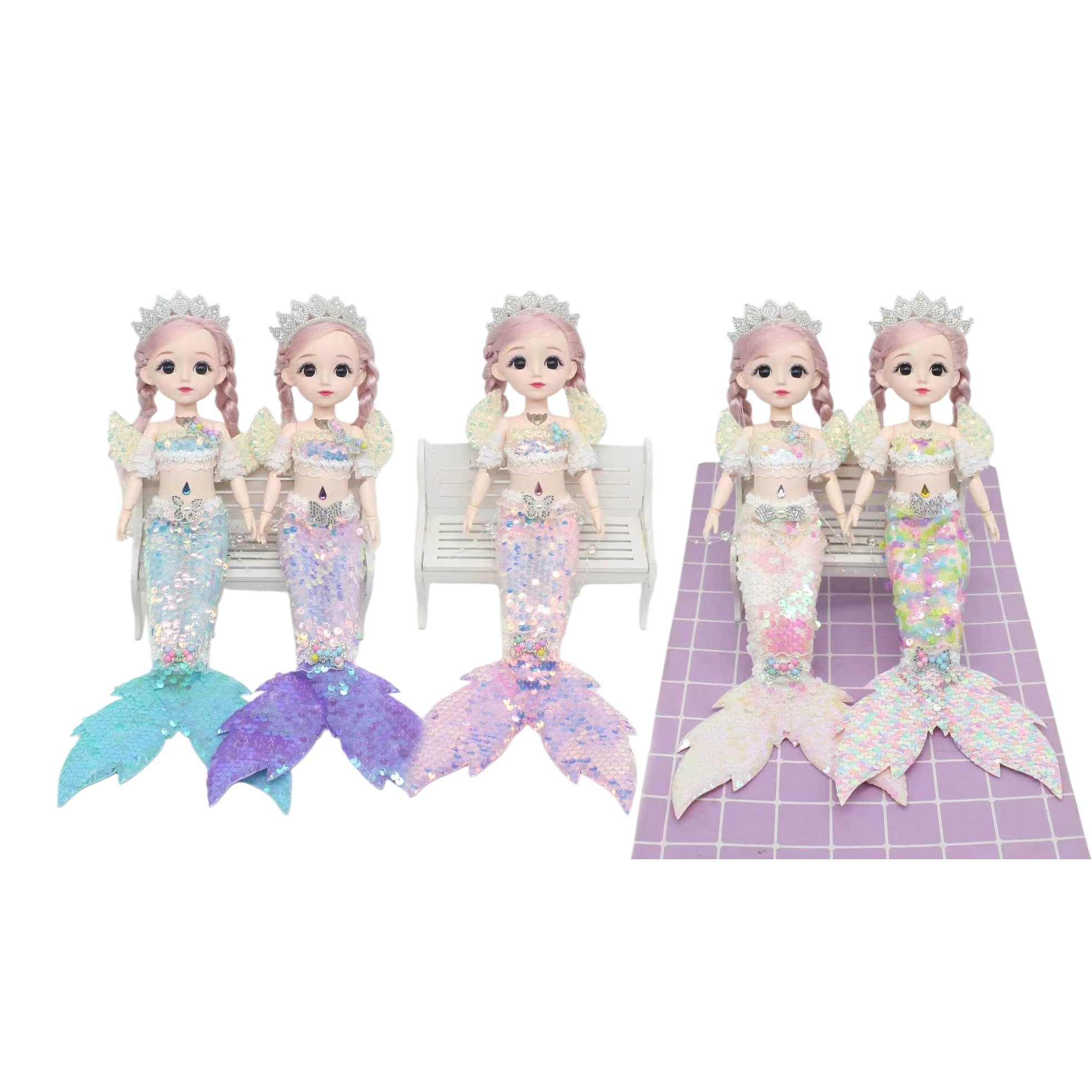 Colorful sequined mermaid dolls are cute and adorable decorative ornaments Item Picture