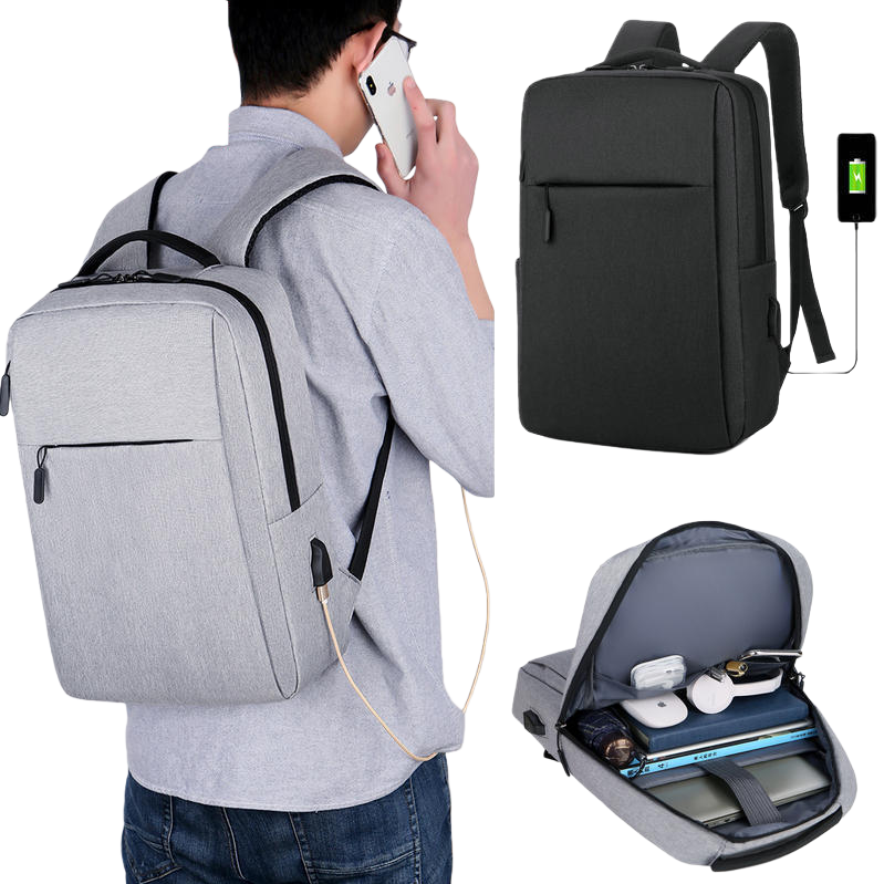 The grey backpack is lightweight for student commuting, with a large capacity, waterproof, wear-resistant, fashionable and simple design Item Picture