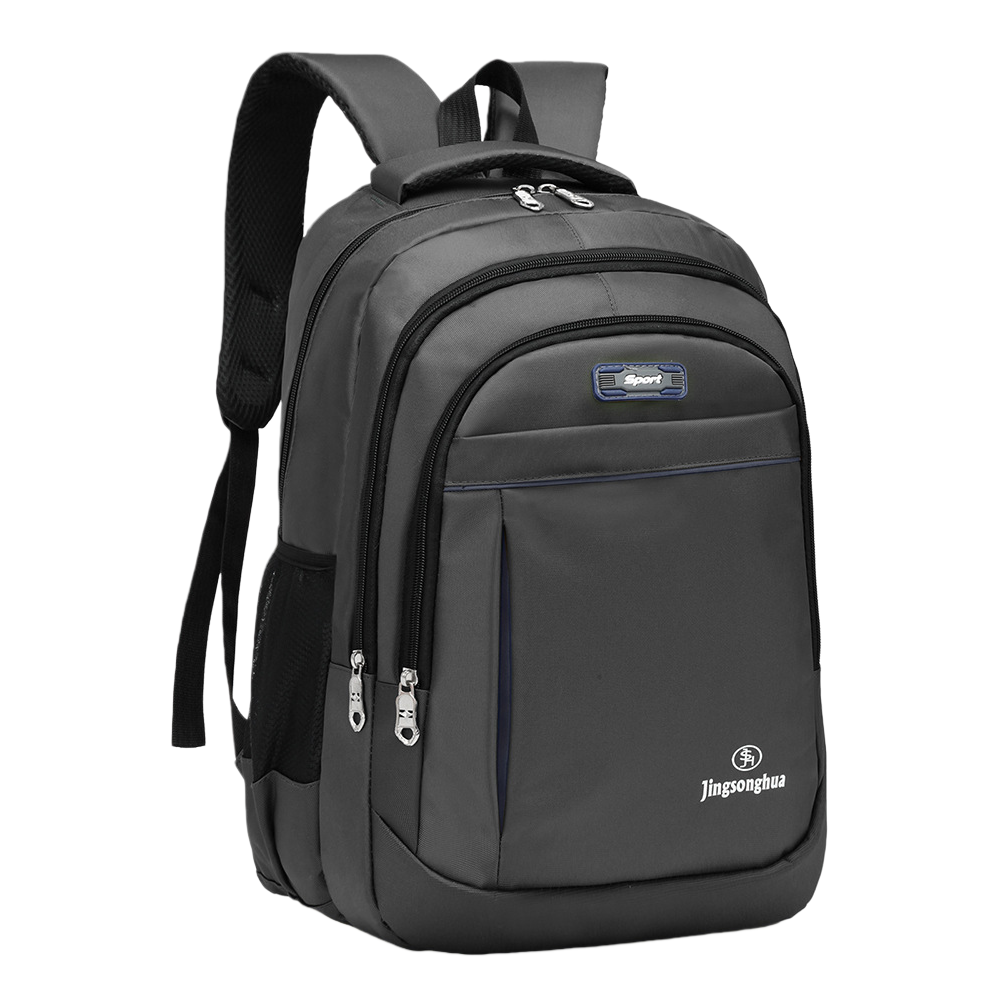 The grey nylon waterproof backpack is lightweight, wear-resistant and has a large capacity for commuting to school Item Picture