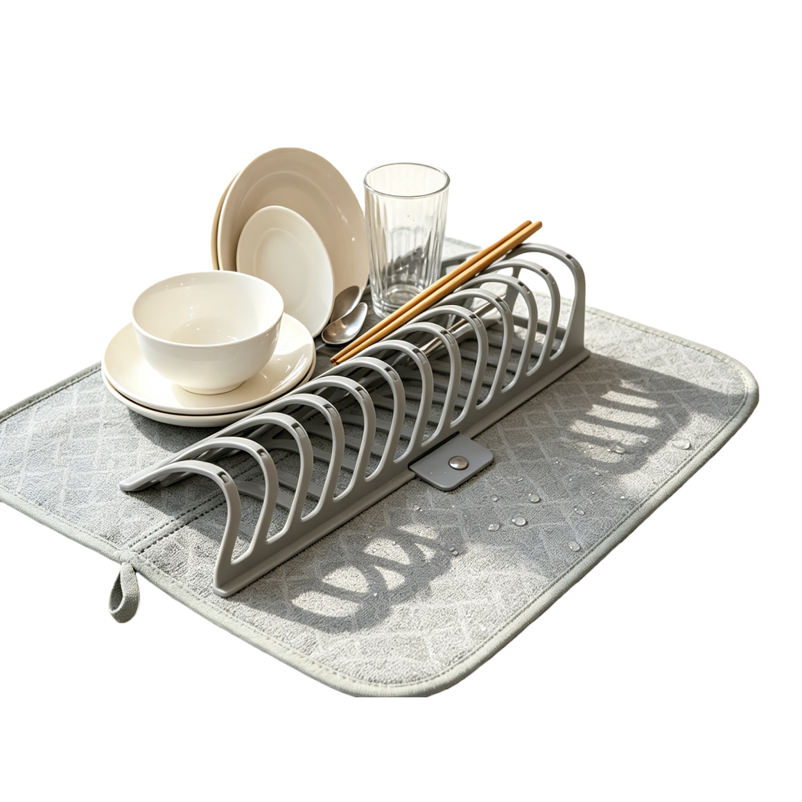 Minimalist folding water-draining placemats, detachable hollowed-out bowl and plate stands, anti-water accumulation and water-absorbing MATS for kitchen countertops Specification image