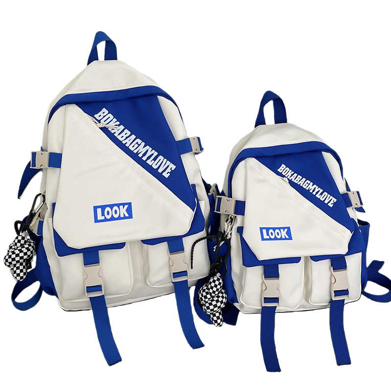 The blue and white two-tone backpack is lightweight for student commuting, with a large capacity, waterproof and wear-resistant Item Picture