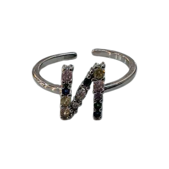 Серебряная буква N-краткое кольцо моды Item Picture