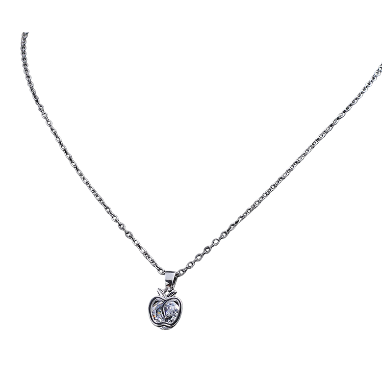 The silver apple pendant necklace is a simple and fashionable accessory for women Item Picture