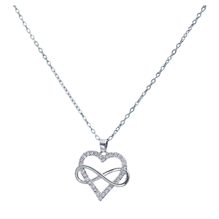 Silver heart-shaped infinity symbol pendant necklace Item Picture