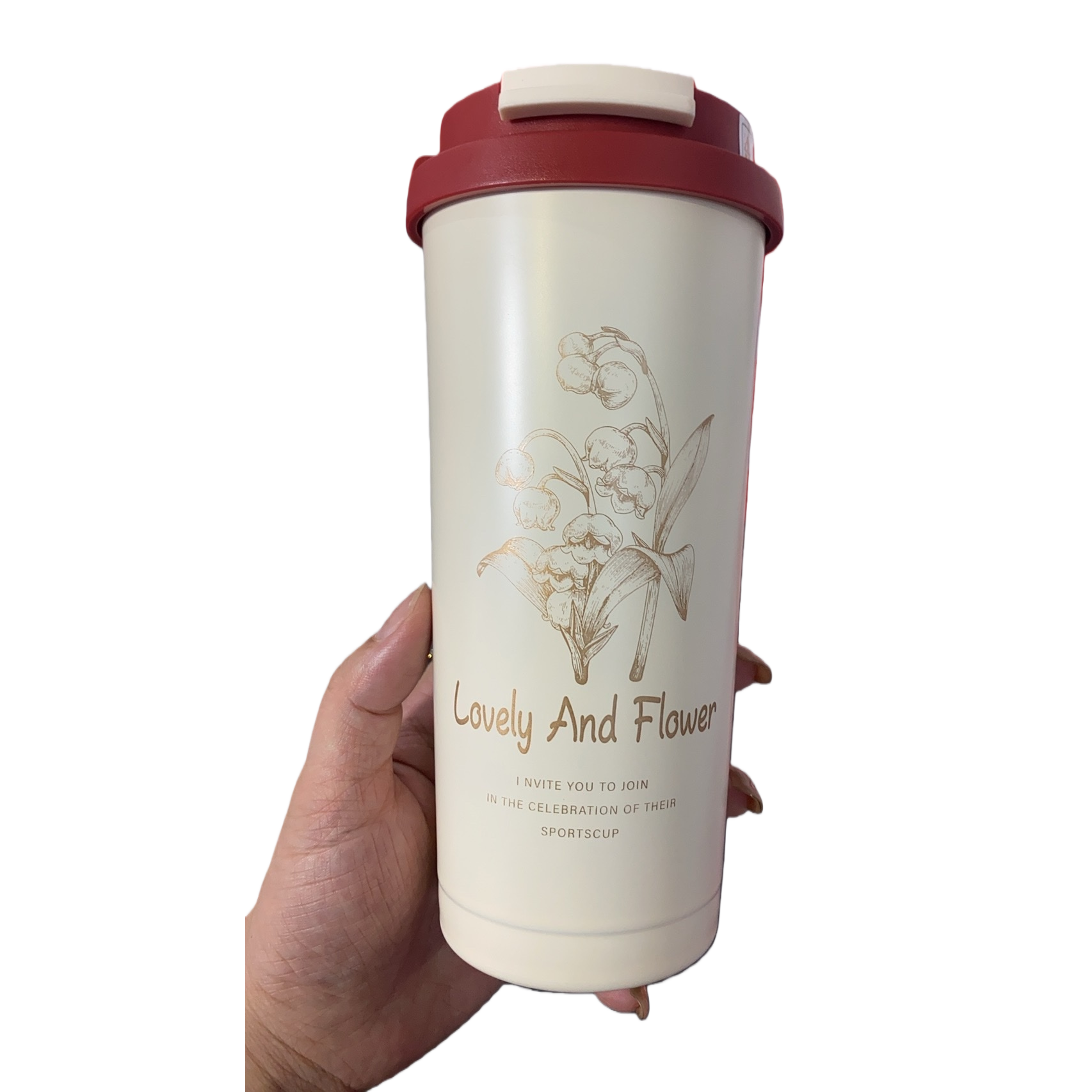 مع غطاء الوجه الأحمر لكأس الشراب Item Picture