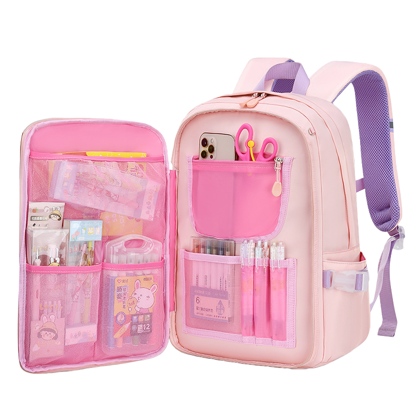 The pink backpack is lightweight, has a large capacity, and is suitable for student commuting and travel. It is casual, fashionable and simple Item Picture