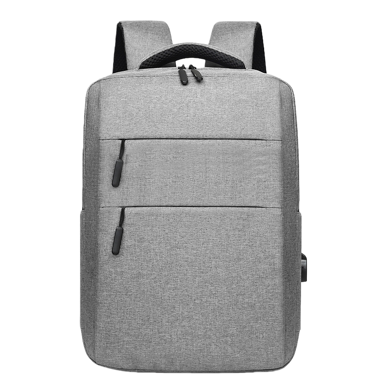The grey backpack is simple and has a large capacity. It is a lightweight and durable student commuting travel backpack Item Picture