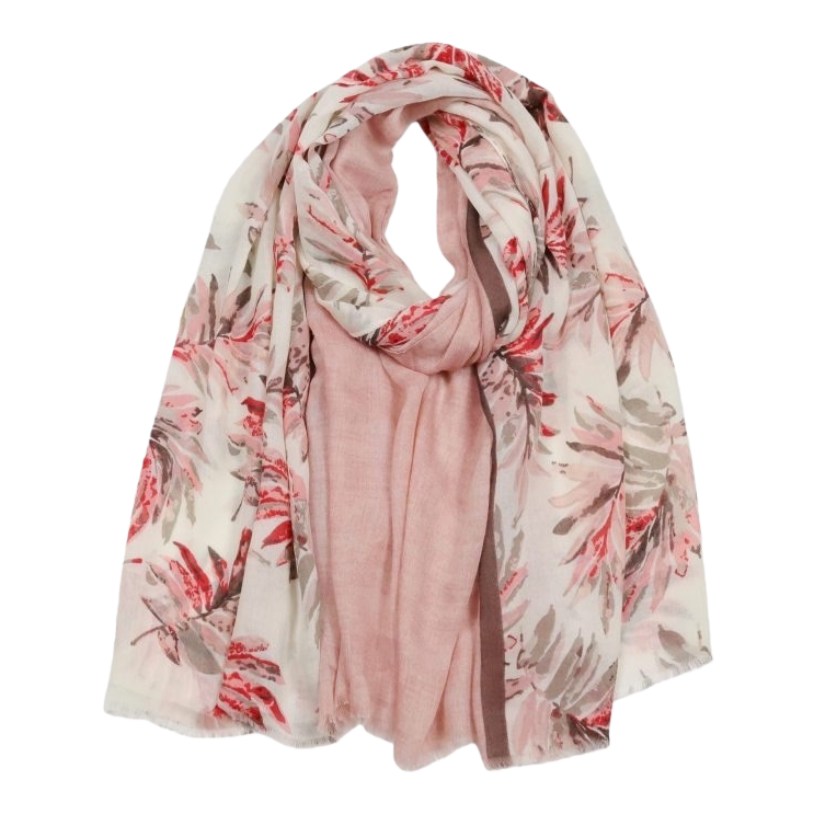 Pink floral pattern scarf, pure cotton, warm autumn and winter accessory, fashionable and versatile for women Item Picture