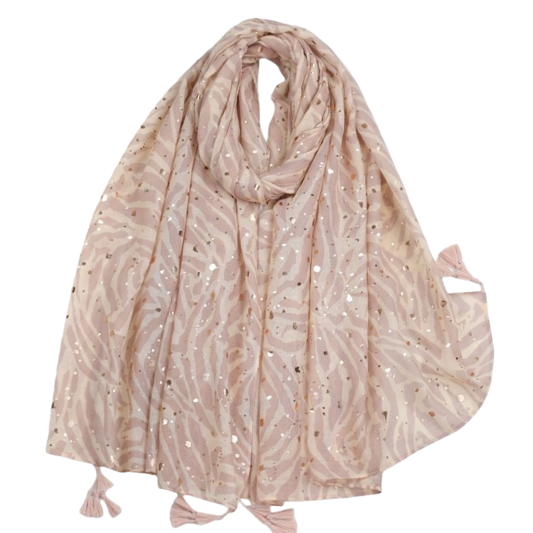 Pink zebra-patterned sequined scarf, a warm, fashionable and versatile lady's shawl for autumn and winter Item Picture
