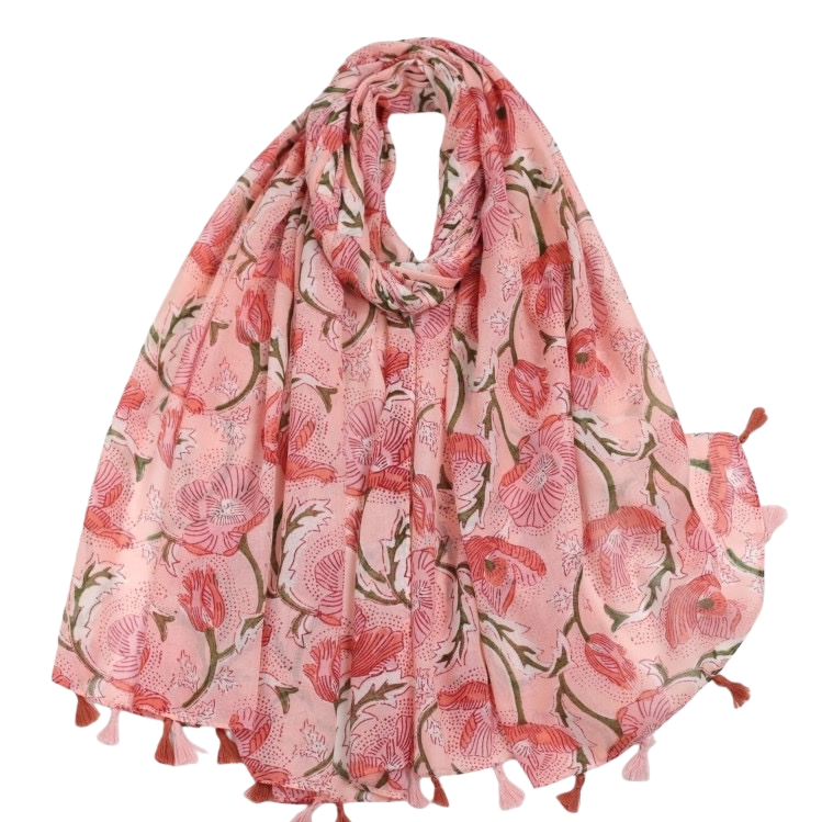 Patrón floral rosa bufanda cachemira mezcla ligera suave todas las estaciones universal Item Picture