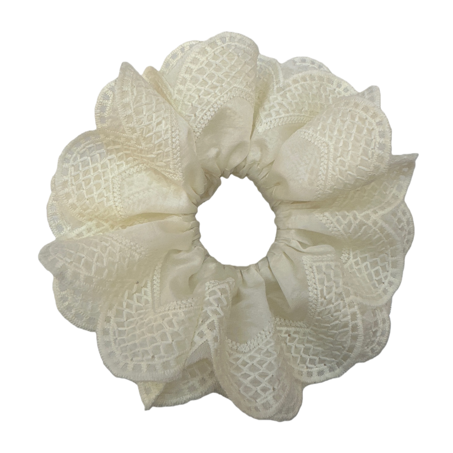 The off-white lace hair tie is a high-elasticity, non-damaging, soft and breathable hair accessory for women Item Picture