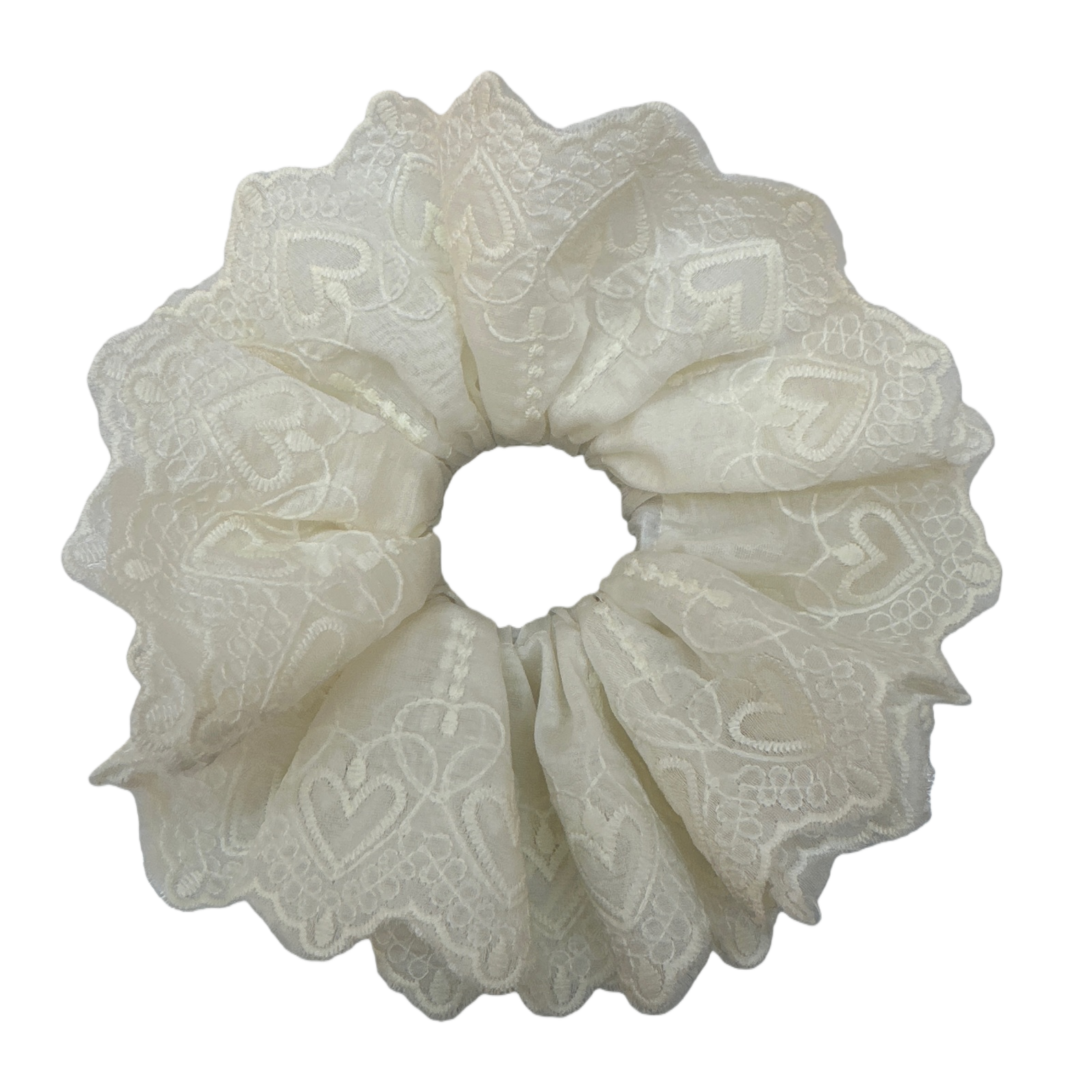 Soft and elastic beige lace heart-shaped pattern hair tie for ladies Item Picture