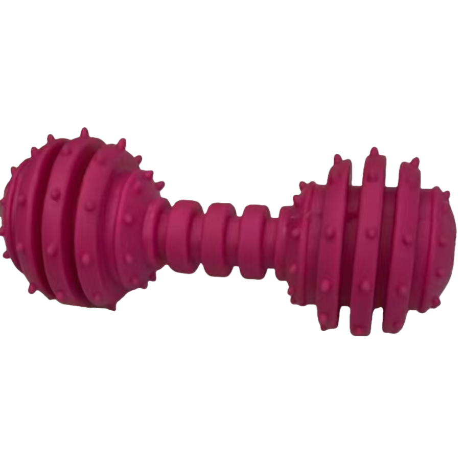 Pink spined dumbbell-shaped pet toy teeth grinding and cleaning interactive toy Item Picture