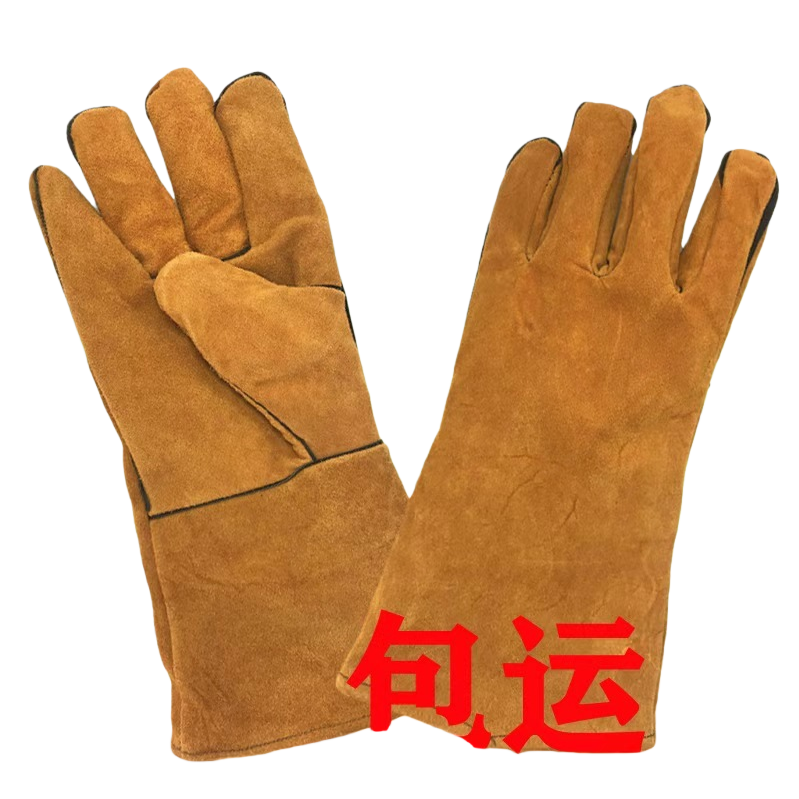 Brown genuine leather gloves for both men and women, warm, anti-slip and thickened for autumn and winter Item Picture