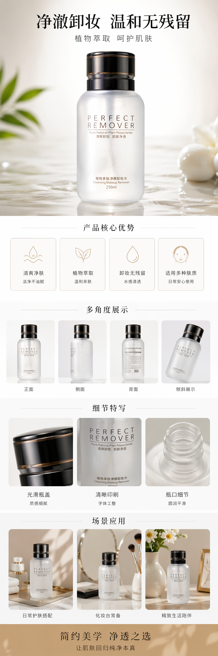 卸妆湿巾 美容护肤彩妆工具 温和不刺激便携式卸妆巾详情1
