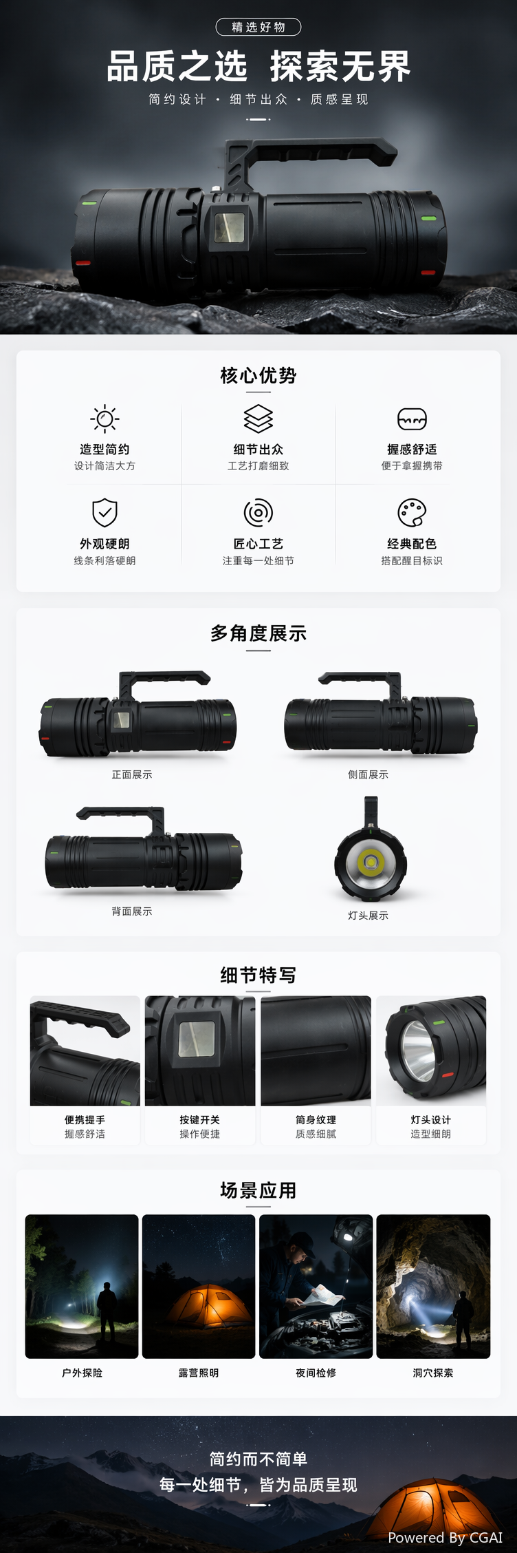 New multi-functional ultra-long distance shooter portable lamp with power display and output, rechargeable portable lamp, outdoor large floodlight, household emergency portable lamp detail image 1