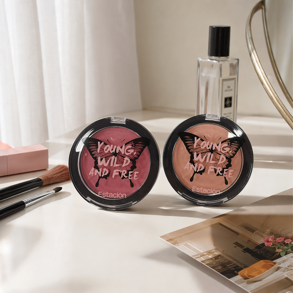 The black round cosmetic box is portable and compact for storing blush cream and organizing beauty products details Picture