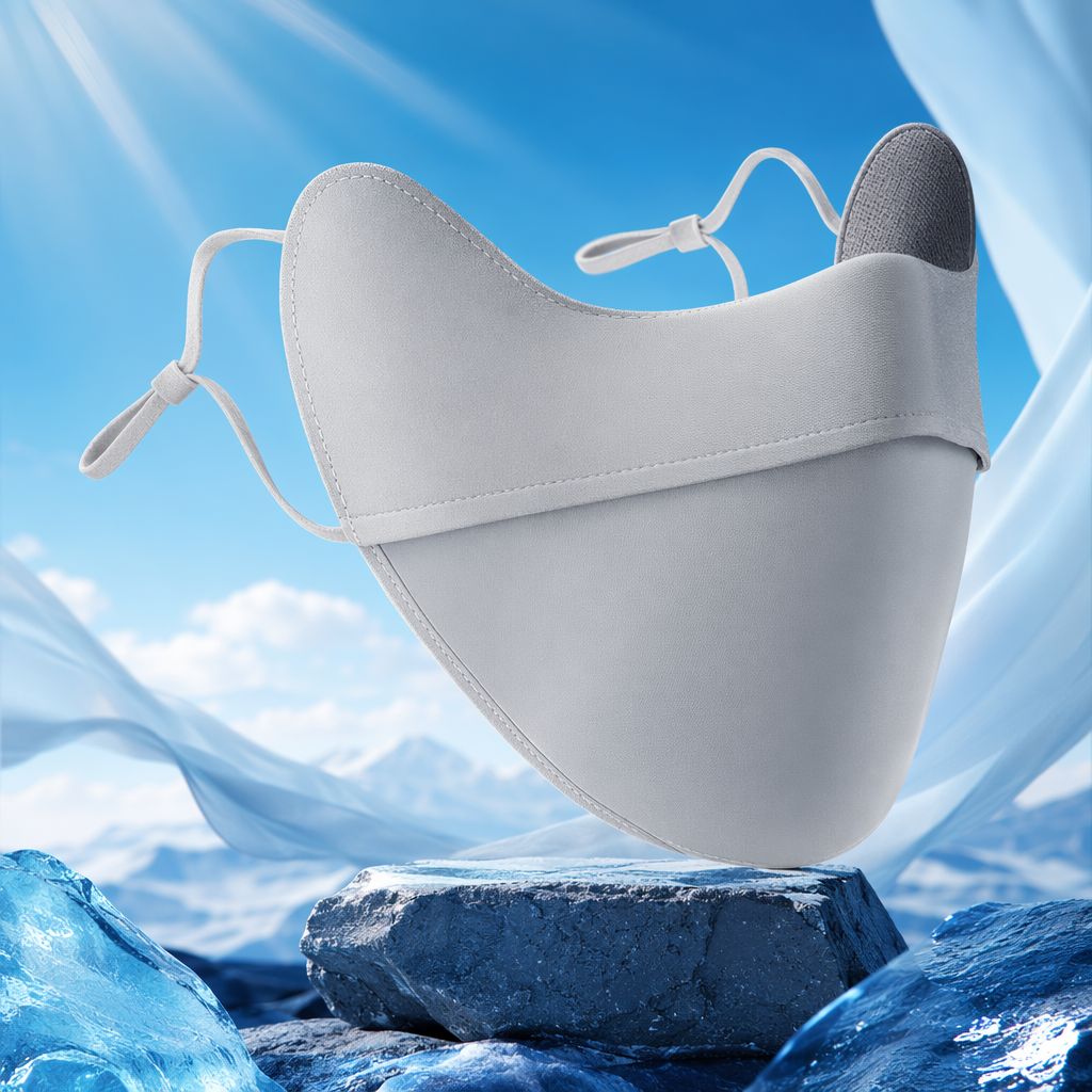 The light grey daily sun protection mask is breathable, comfortable and provides protection Specification image