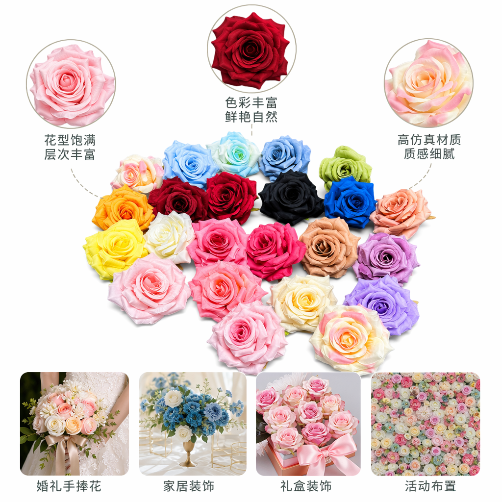 Colorful artificial rose simulation bouquet decorative items for living room, bedroom and home soft furnishings
