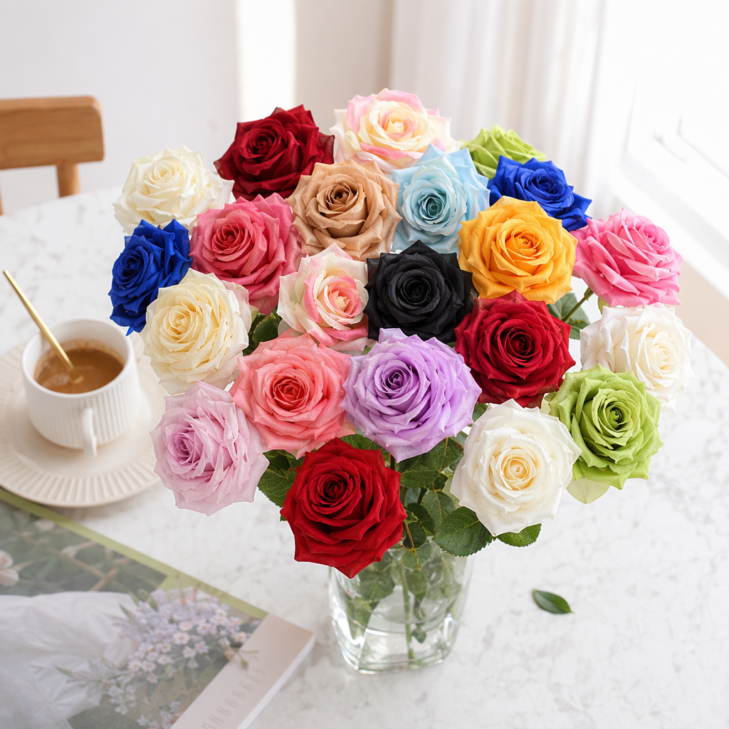Colorful artificial rose simulation bouquet decorative items for living room, bedroom and home soft furnishings details Picture