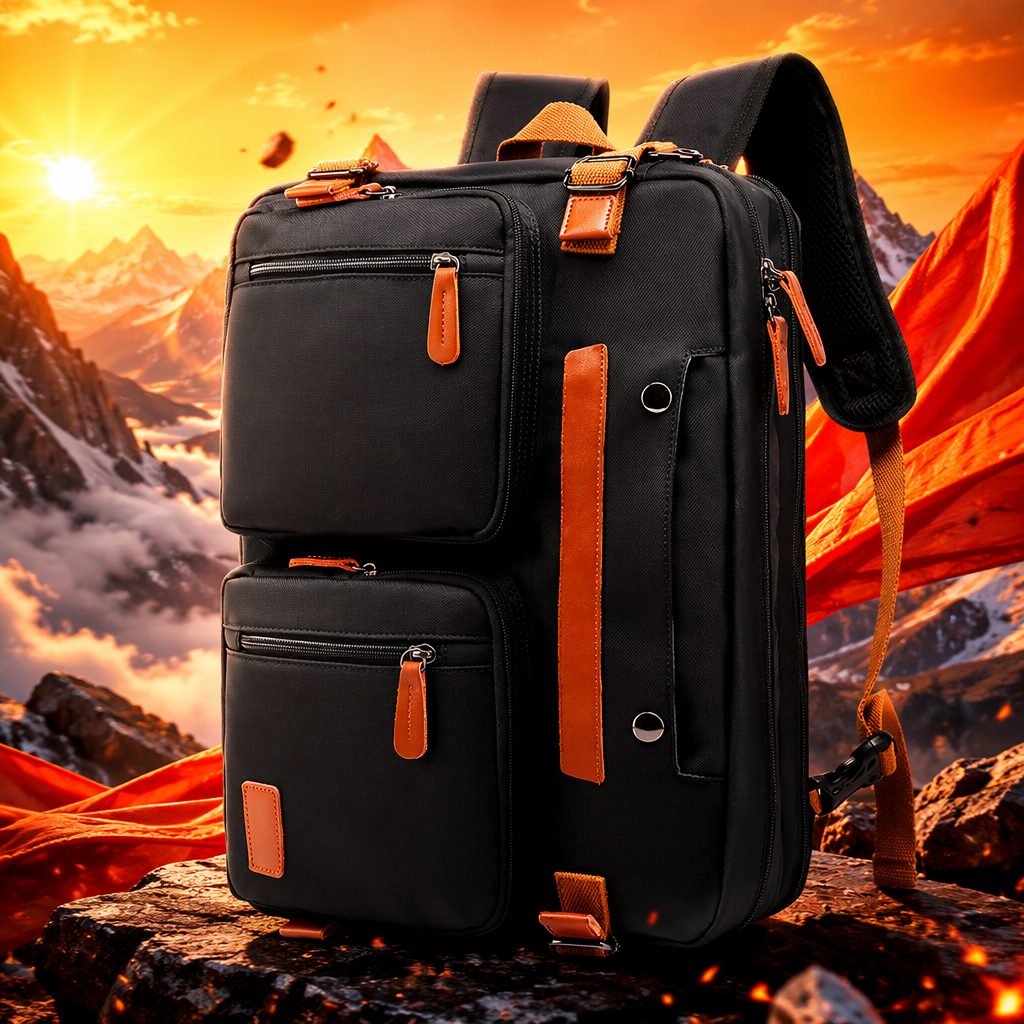 Black multi-functional large-capacity lightweight backpack for both men and women Specification image