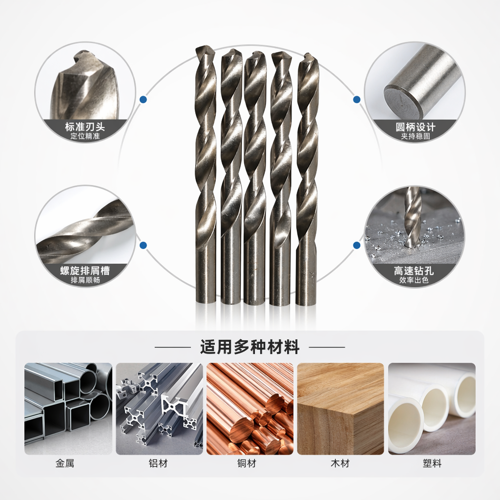 Metal drill bit set, multi-specification alloy steel drill bit set, specially designed for drilling and tapping