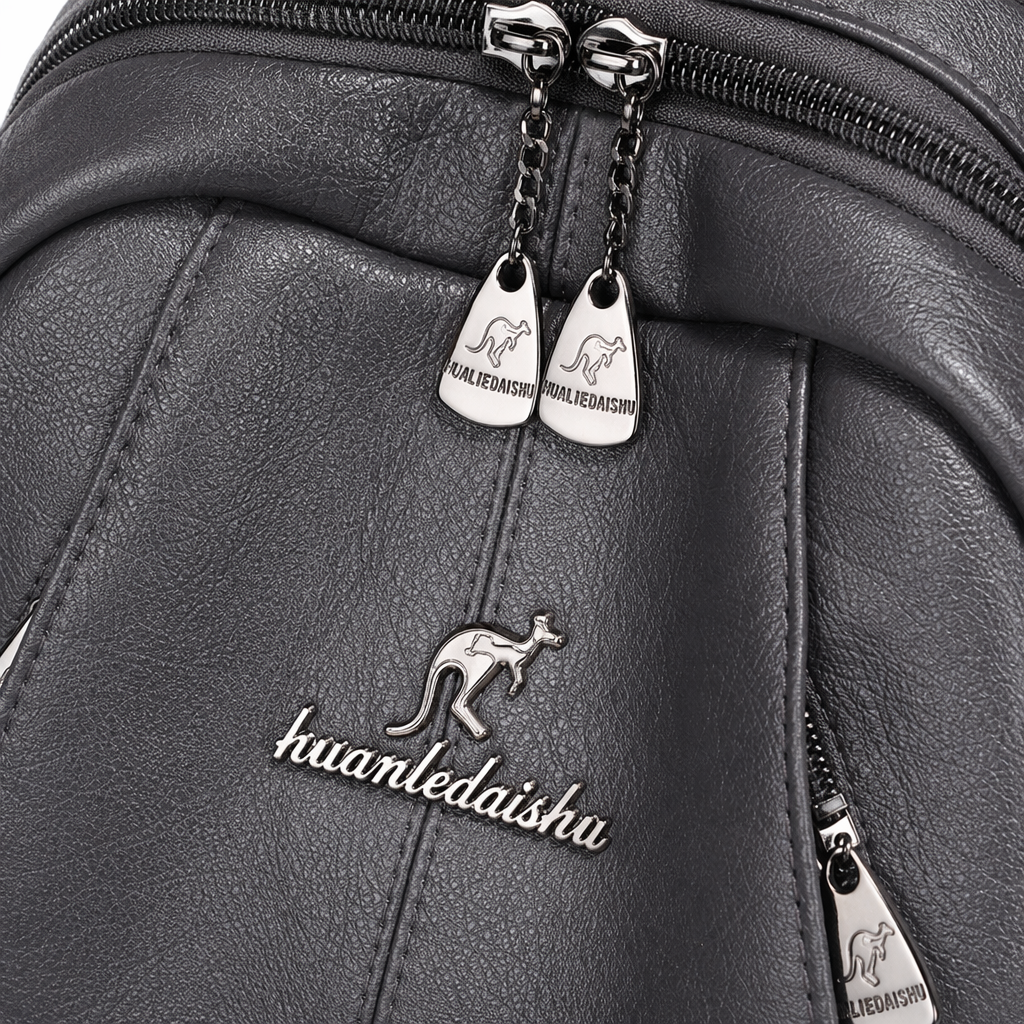 A simple, business-casual, large-capacity, lightweight student commuting backpack made of grey leather Application Scenario