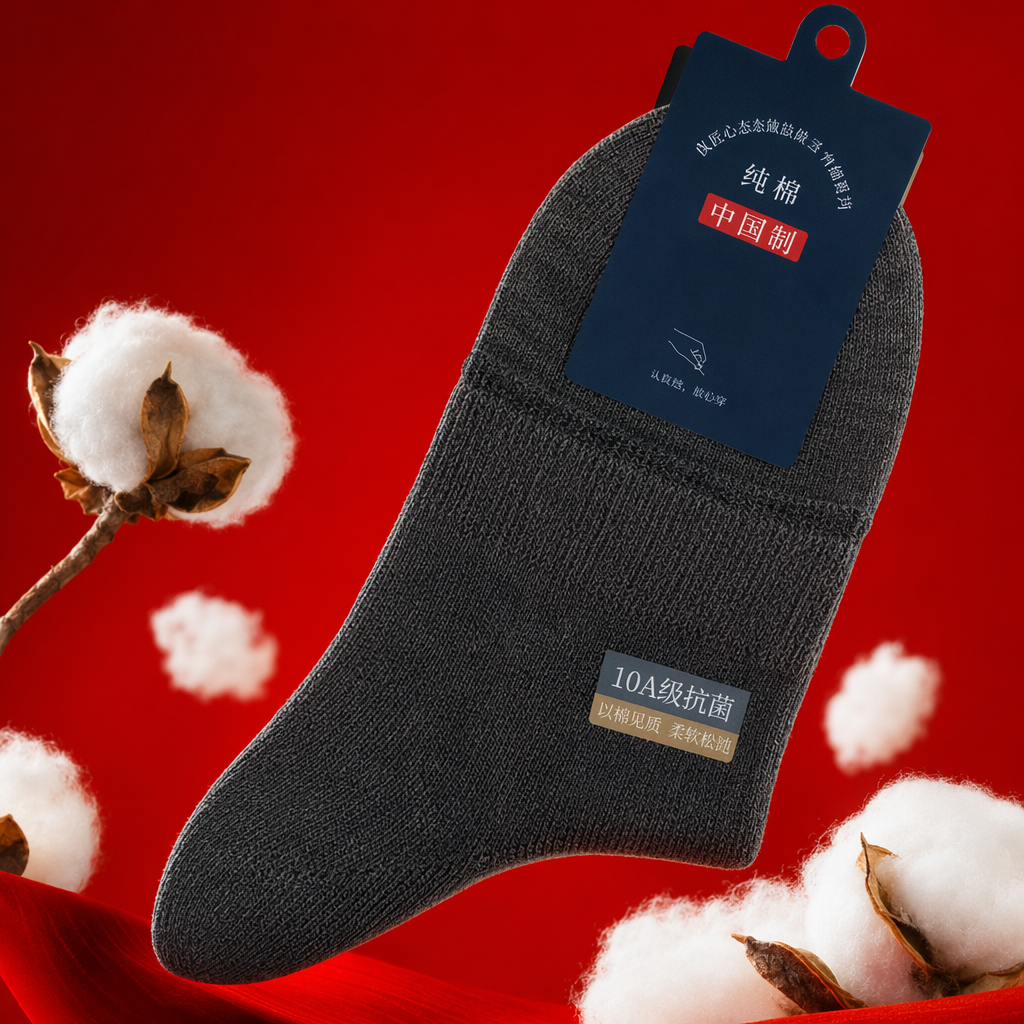 Dark grey pure cotton socks for both men and women are sweat-absorbent, breathable and comfortable for daily wear Specification image