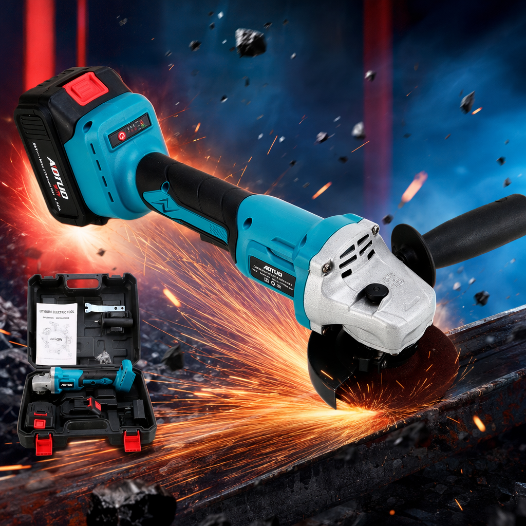 Blue and black dual-color industrial-grade Angle grinder with a 100mm high-torque brushless motor for grinding and cutting Specification image